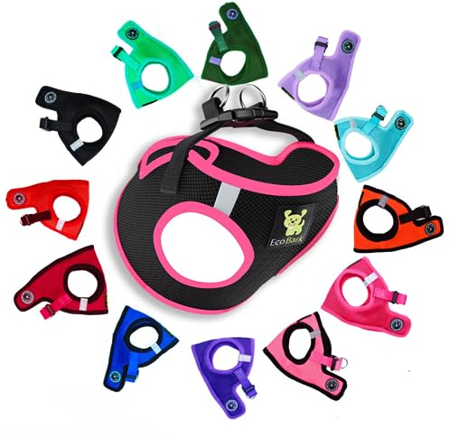 EcoBark Step in Hundegeschirr – Umweltfreundliches Teetassengeschirr für XXS, XS und kleine Hunde – reflektierend und verstellbar Mini Body Halfter Weste Winziges weiches Mesh Spielzeug Rasse Geschirr