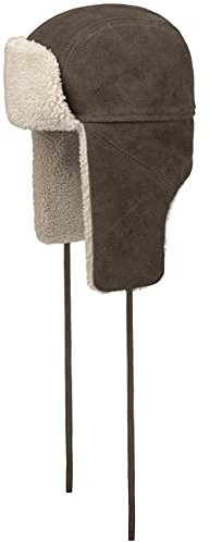 Stetson Calf Split Lapeer Fliegermütze Herren 100% Kalbsleder Gefüttert Baumwolle Wintermütze mit Ohrenklappen Kunstfellbesatz Pilotenkappe Herbst Winter braun XXL (62-63 cm)