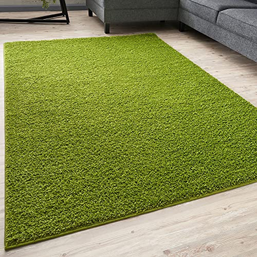THE RUGS Living Room Rug - Shaggy Soft And Elegant Carpets For The Bedrooms And Kitchen, Easy To Clean, Many Different Sizes (80x300 cm, Green)