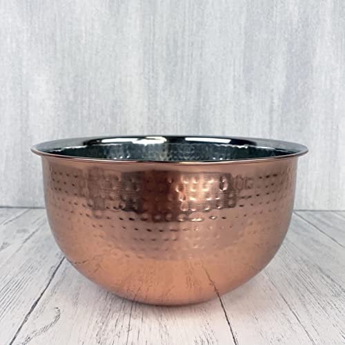 Cherish Home Large Hammered Copper-Style Elegant Bowl - Rustic Decor Serving Bowl for Everyday use