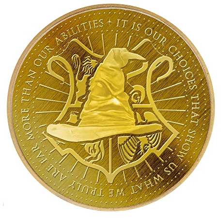 Harry Potter Mystery Sammelmünze - Sortierhut Design mit Überraschung Hogwarts Haus auf der Rückseite enthüllt - Geschenk für Fans & Sammler