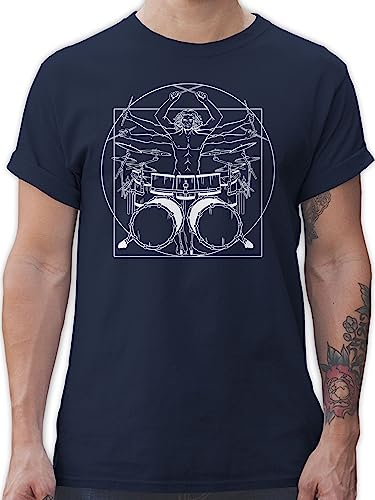T-Shirt Herren - Musik Instrument Zubehör - Schlagzeuger Drummer Geschenk Schlagzeug - M - Navy Blau - Musiker Tshirt Instrumente Schlagzeug. Shirts männer musikinstrumente Shirt für tishrt