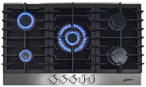 Kaiser Avantgarde Pro Gas Hob | 86cm 5 Burner Black & Silver Cooktop