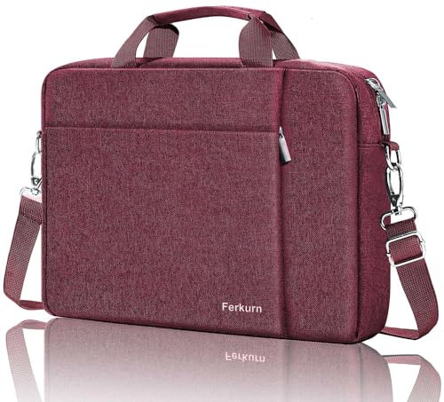 Ferkurn Laptop Bag Case for Women Men, Messenger Briefcase Computer Bag with Shoulder Compatible with Macbook Pro/Air, XPS Latitude, HP Pavilion, ASUS, Acer, Samsung, Red, 17 17.3 Inch