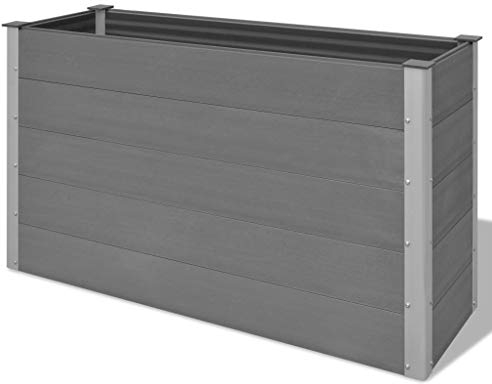 CANLAY Garten-Hochbeet, Pflanzkübel, Kräuterbeet, Hochbeete-kit, Schneckenzaun, Pflanztrog, Pflanzgefäße, Pflanzfolie Für Hochbeet,Teichbecken, WPC 150 x 50 x 91 cm Grau