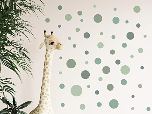 Wandtattoo für Babyzimmer 104 Stück Kreise Punkte Set Polka Tupfen Kita Wandsticker Wandaufkleber verschiedene schöne bunte Farben (Grün - Set)