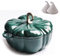 YLWX Gusseiserner Dutch Oven, Emaillierter Induktion Kasserolle, 3,7 L Kürbisform Dutch Cooking Pot, Crock Pot (Color : GrüN)