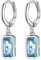 Suplight 925 Sterling Silber März Geburtsstein Hoop Dangle Ohrringe, Smaragd Schliff erstellter Aquamarin blau Kristall Tropfen Earings, Frauen Drop & Dangle Earings