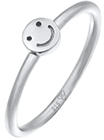 Elli Ring Damen mit Smiling Face Trend Pinky Ring in 925 Sterling Silber