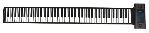 Roll-Up-Piano, 88 Tasten, Tragbares Elektronisches Keyboard, Faltbares Bluetooth-MIDI-Keyboard, Klavier für Computer, Tablets, Doppelhorn, Handrollenklavier(EU-Stecker)