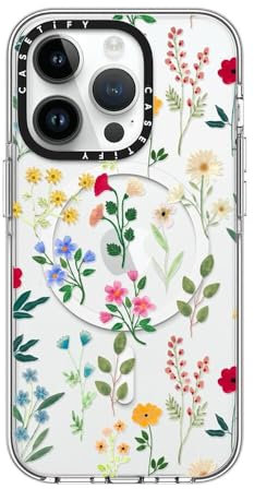 CASETiFY Clear iPhone 14 Pro Case [Not Yellowing / 6.6ft Drop Protection/Compatible with Magsafe] - Spring Botanicals 2 - Clear