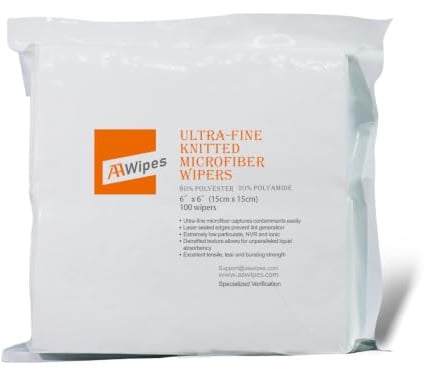 Awipes Suoerfine Mikrofaser-Reinigungswischer, 100 Stück, 6x6, 180GSM | superfeine Polyester-Polyamid-Mikrofaser-Tücher, fusselfreie Tücher, laserversiegelte Kanten