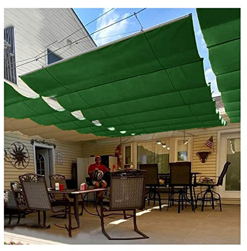 pujindu Sun Shade Sail, U Shaped Size Sliding Roller Blind Retractable Wave Shade Sails, For Pergola Cover, Easy To Install (Color : Green, Size : 3X3m)