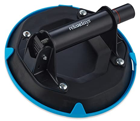 Relaxdays Vakuum Saugheber, Transport von Scheiben, Fliesen & Platten, Glasheber bis 120 kg, Saughalter, schwarz-blau