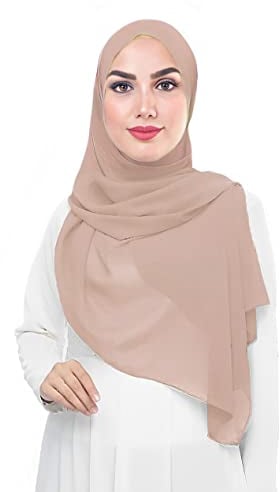 Lina & Lily Damen Muslim Premium Chiffon Hijab Kopftuch Schal aus Leicht Stoff (Nude)