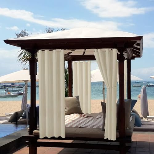Outdoor-Vorhänge Garten,Terrasse,wasserdicht,verdunkelnd,wärmeisoliert,mit Ösen,Sichtschutz Vorhang Pavillon,Pergola, drinnen und draußen, Wohnzimmer,Balkon (N-Hellbeige,1 Panel B 254 x L 274 cm)