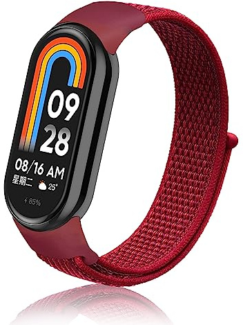 ToVioc Armband Nylon für Xiaomi Smart Band 10/9/8 | Bequem und Atmungsaktiv Nylon Uhrarmband Ersatzarmband für Xiaomi Mi Band 10/9/8 - C-Rot