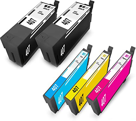 5X MWT 407XL Patronen kompatibel für Epson 407 XL ersetzt Workforce Pro WF-4745 DTWF Multipack - (2X Black 1x Cyan 1 x Yellow 1x Magenta)