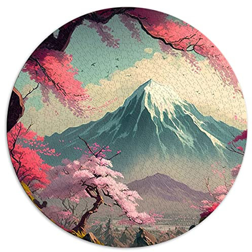 1000 Pièces Adultes Puzzle Fleurs de Cerisier Japonais Puzzle Rond pour Adultes et Enfants, Puzzles en Carton pour S'amuser en Famille et Soirée de Jeu (Taille 67.5x67.5cm)