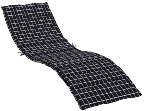 vidaXL Sonnenliegen-Auflage Schwarz Karomuster Oxford-Gewebe