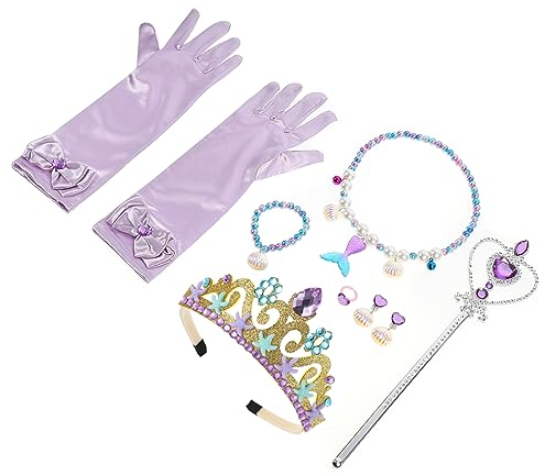 ibasenice 1 Satz Meerjungfrau Dekoration Mädchen Meerjungfrau Kostümschmuck Armband Ring Meerjungfrau Verkleiden Zubehör Prinzessin Meerjungfrau Armband Hülse Kind Partybedarf Plastik