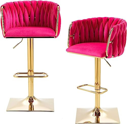 Bar Stools Breakfast Bar Stools Modern Barstools With Back And Gold Base Adjustable Counter Height Barstools Dining Chairs For Kitche Cafe Pub Barstools Kitchen Stools (Color : Rose pink)