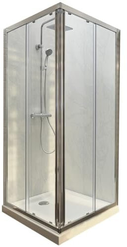 Jacob Delafon Lot Receveur Douche Ipso 80x80 cm + paroi Douche d'angle 190x80 cm Serenity
