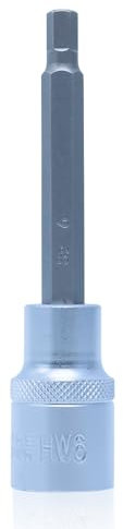 CCLIFE Douille Hexagonale de 1/2 6 mm CR-V Acier S2 Pour Clé à Douille 100 mm Longueur 1 PCS HW6