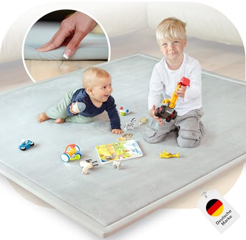 BabybeFun Krabbelmatte Baby - kuschelig weich - 3cm Dicker Teppich Kinderzimmer 150x150x3cm - rutschfest - Spielmatte Baby - Schaumstoffmatte - Spielteppich Kinder - Krabbeldecke - Kinderteppich warm