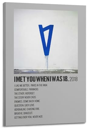 klouds Lauv Album I Met You When I Was 18 Poster, dekoratives Gemälde, Leinwand, Schlafzimmer, Kunst, Wohnzimmerdekoration, modernes ästhetisches Poster, 30 x 45 cm, Rahmenstil