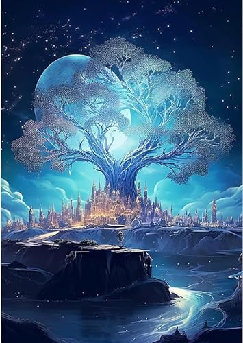 Leuchtender Baum bei Nacht – 7000-teiliges Holzpuzzle – Familien-Lernspiele, Puzzle für Teenager