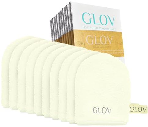 GLOV Set of 10 Cleansing Makeup Removal Gloves Reusable Washable Mitts Eco-Friendly Makeup Eraser Towel Microfiber Glove Face and Eye Make-Up Remover Just with Water Cleansing Cloth | On The Go