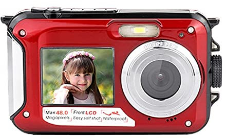 AUBEST Videocamera Fotocamere digitali compatte da 48 MP for la fotografia Videoregistratore vintage retrò impermeabile 2.7K Videocamere fotografiche a doppio schermo Zoom 16X(No TF Card,Rot)