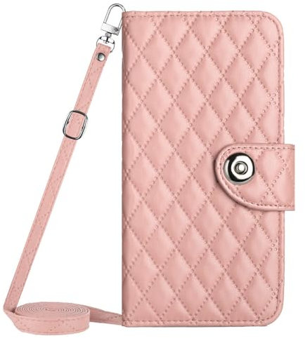Crossbody Bags for iPhone 11 Pro,PU Leather Wallet Kickstand Flip Strap Wristlet Hand rope cards Slots Case for iPhone 11 Pro,Rose Gold