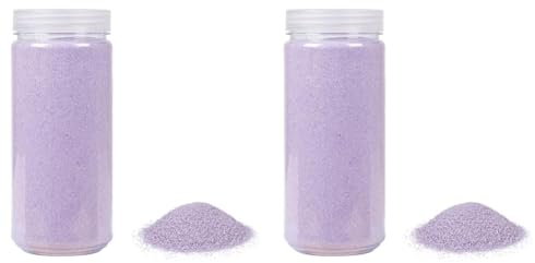 Heku Hochwertiger fliederfarbener Dekosand (ca. 750g) I Feine Körnung (0,1-0,5mm) I Wiederverschließbare Dose I Vielseitig für Deko und Bastelarbeiten, Flieder (Packung mit 2)