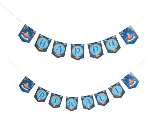 SHINEOFI 1 Set „Happy Diwali“-Banner Diwali-Hängedekorationen Festival Des Lichts Deepavali-Dekoration Banner Rangoli Hängende Tafelaufsätze Diwali-Dekorationen