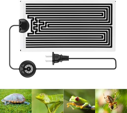 Konesky Terrarium Heizmatte, Heizmatte mit 10 Ebenen Temperaturregelung, 14W Verstellbares Heizkissen für Reptilien,Sicherheit Aquarium Schildkröte Wärmematte für Schlangen Spinnen Raupen Eidechsen