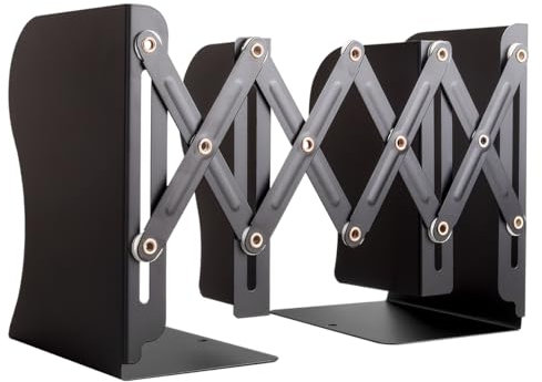 feyiubmen Serre-livres élégants en métal réglables de Feyiubmen - La largeur est de 10 à 50 cm - 2 modèles - Noir et blanc - Pour bibliothèque, bibliothèque et école - Noir