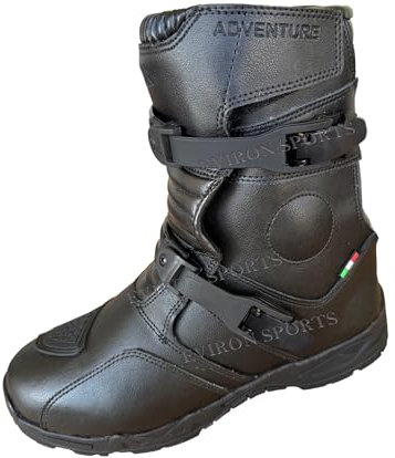 Eviron Stivali da moto in pelle per motocicletta Adventure MX Low Off Road Boots, Nero , 42 2/3 EU