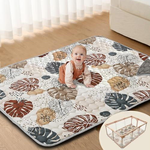 Vahlbeste Alfombra Bebe Acolchada Plegable, Alfombra Bebe 200x180cm, Lavable en la Lavadora, Antideslizante, Plegable Alfombra Infantil Habitacion, Alfombra Juegos Bebe, Diseño de Estilo Bohemio