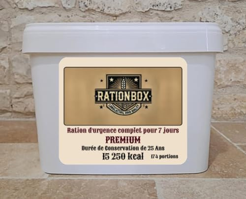 Premium Notfallverhältnis - 174 Portionen - Nahrungsmittel-Set für 7 Tage, gefriergetrocknete Mahlzeit - Rationbox