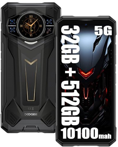 DOOGEE S200 Plus Telephone Portable Incassable 5G, 32GB+512GB/TF 2TB, 10100mAh/33W, 100MP+20MP,Ecran arrière 1,32'',Smartphone,6.72”+120Hz,Téléphone WiFi6/NFC/DDR5/Face ID/OTG (Noir)