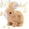 SkyJoy Juguete Interactivo para Conejos. Muñeco Conejo de Peluche Que Corre, ladra y Mueve Las Orejas y la Boca. Conejo de Juguete Que rebota. (Almendra*1)