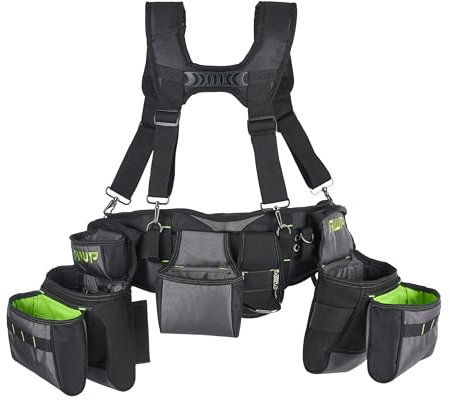AWP TrapJaw Pro Framing Tool Rig with Spring-Loaded Technology, Premium Tool Belt, 5 Pouches, Fits Waists Up to 50 Inches (2 Pack)
