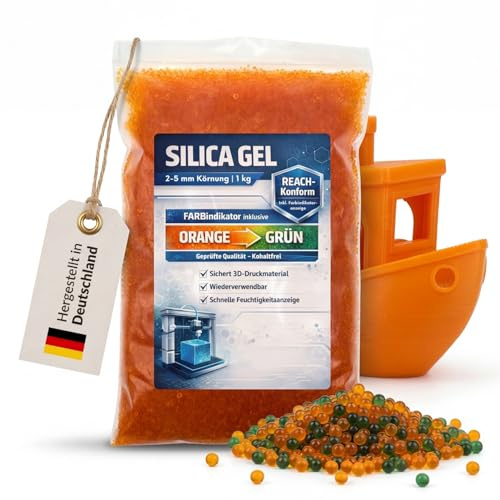 SPEED-BUSTER Silica Gel Kugeln 2kg - Trockenmittel Farbindikator | für 3D-Drucker Filament & Bambulab AMS - regenerierbar - Kamera & Elektronik - Kieselgel Silikat - 2-5mm Körnung