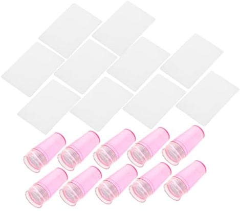 French Manicure Nagelstempel Transparentes Silikon mit Schabern 10 Stück