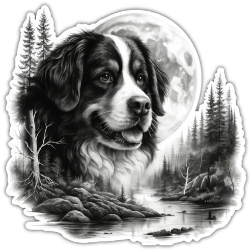 Samunshi® Wandaufkleber Berner Sennenhund im Wald Wandsticker für Berner Sennenhund Fans perfekt als Wand Dekoration für Wohnzimmer Schlafzimmer Wandtattoo Aufkleber Sticker für Wände 50x50cm