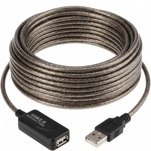QWORK® USB 10 m förlängningskabel, USB 2.0 hane till hona i aluminium, för kortläsare, dator, tangentbord, skrivare