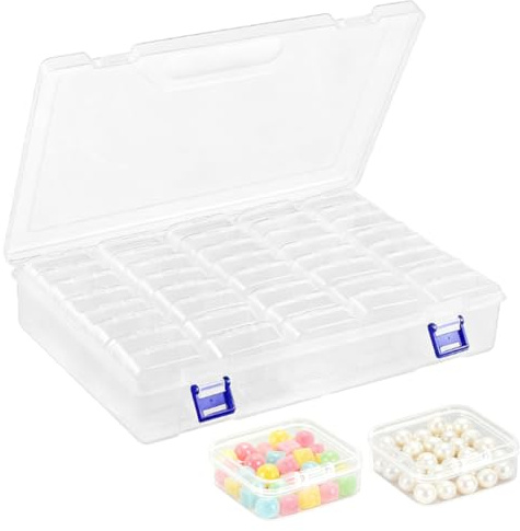 40 Stück Kleine Aufbewahrungsboxen mit Deckel für Kleinteile Verwendet | 5,2 x 5,2 x 2cm Mini Aufbewahrungsbox aus Klarem Kunststoff, Transparent Sortierboxen