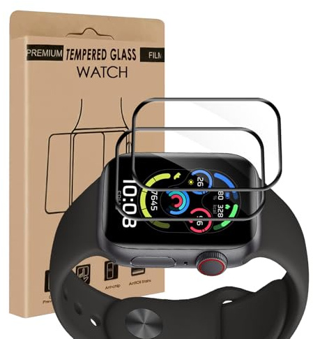 Cable Leader TPU Verre Trempé pour Apple Watch Series 7/8/9(41mm) Film, 2 Pack Bord noirs incurvés 3D Protection écran, Anti Rayures, Anti-Taches, HD Bubble Free Apple Watch 41mm Vitre Protection